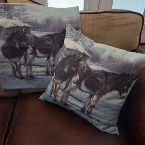 Rustic Donkey Print Throw Pillow Covers. NWOT